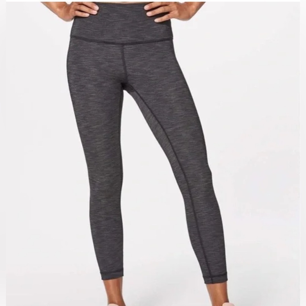 LULULEMON WUNDER UNDER GRAY SPACE DYE ACTIVEWEAR ATHLETIC LEGGINGS WOMENS SZ 4